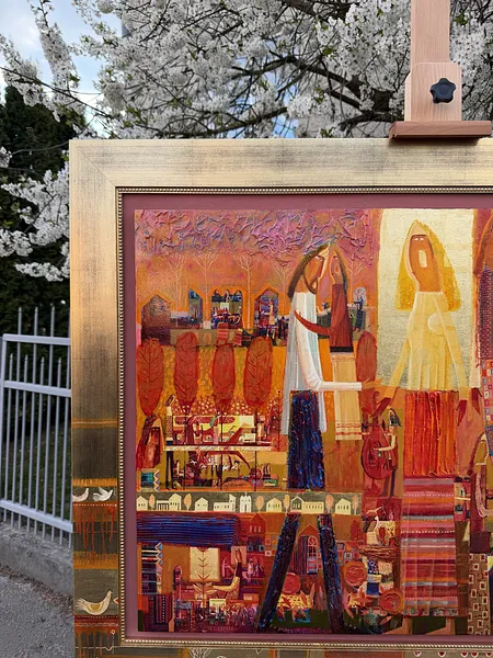 Зображення "Розмова з музами" від Роман Опалинський, розмір: 105х82, матеріали: олія/дерево, медіум: Живопис, місто: Городок, ціна: $4000 Фото 4 з 12.