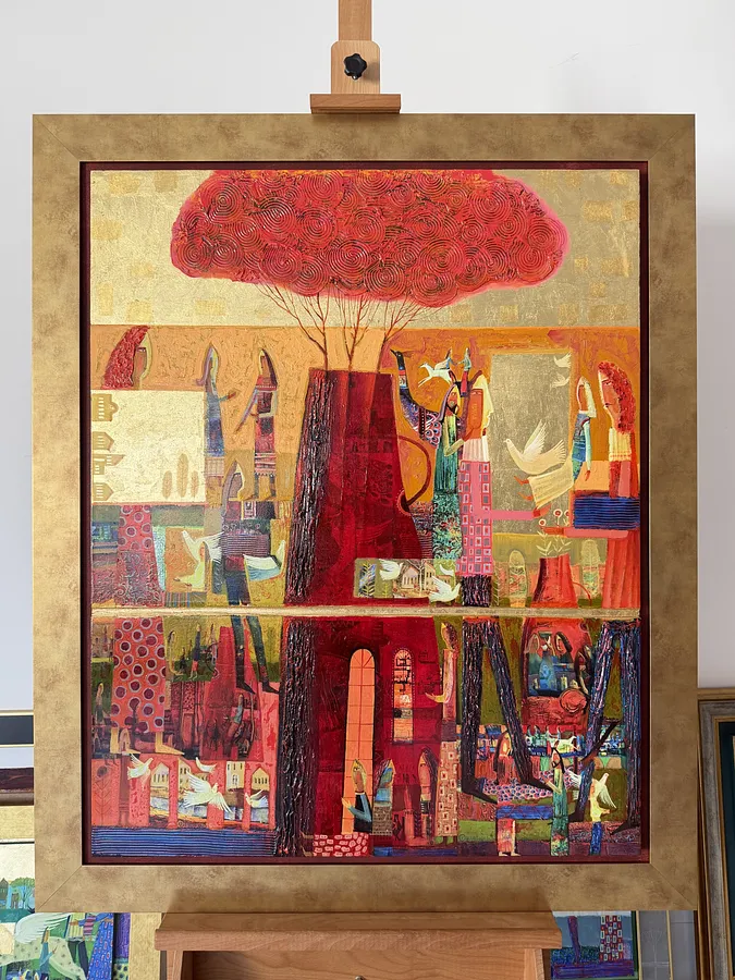 Image of Red roses by Roman Opalinsky, size: 100х80, made of oil on wood, Painting medium, from Horodok, priced at $5000 Photo 1 of 10.