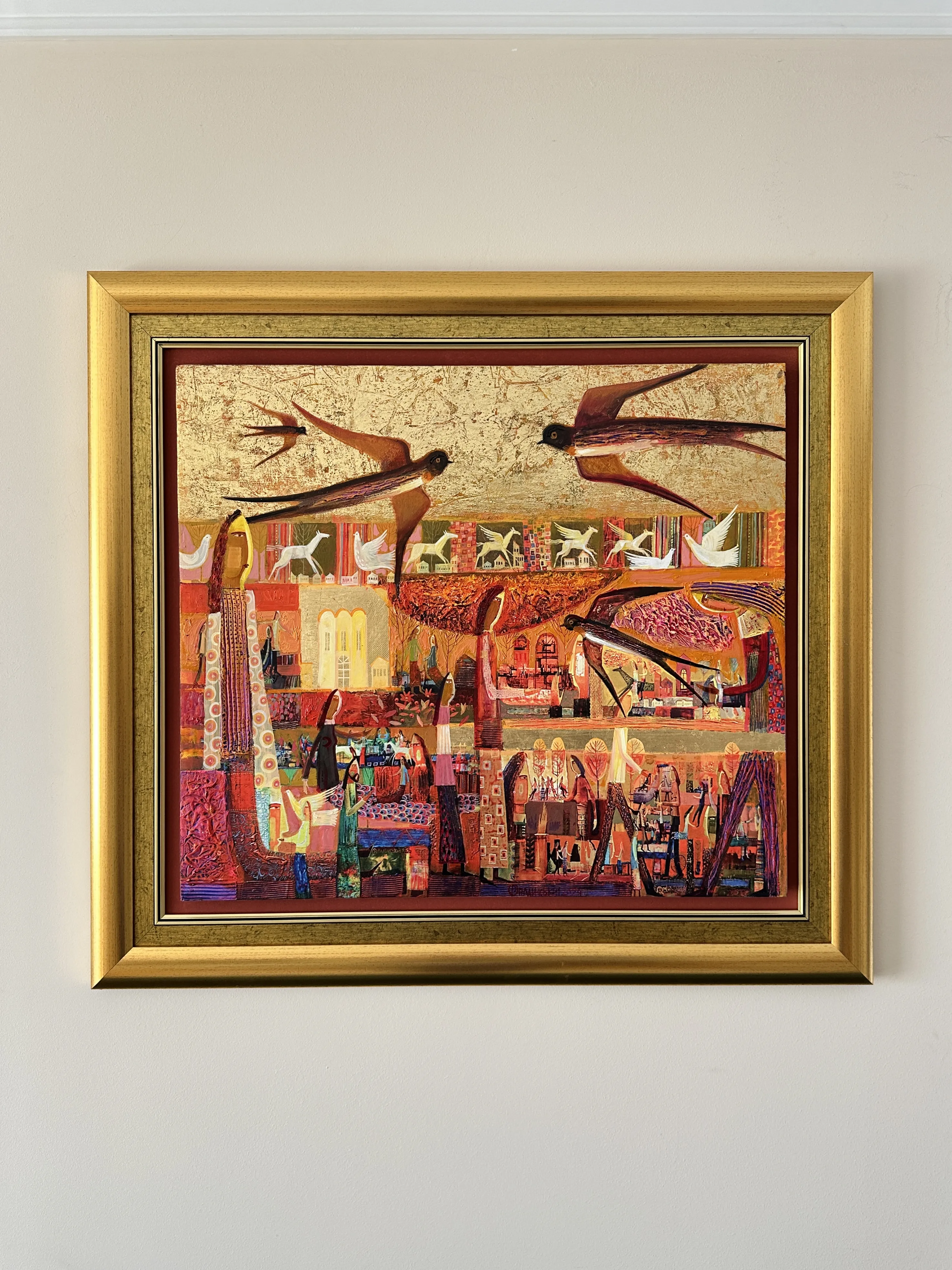 Image of Swallow's Nest by Roman Opalinsky, size: 89x81cm, made of oil/wood, Painting medium, from Town Photo 1 of 9.