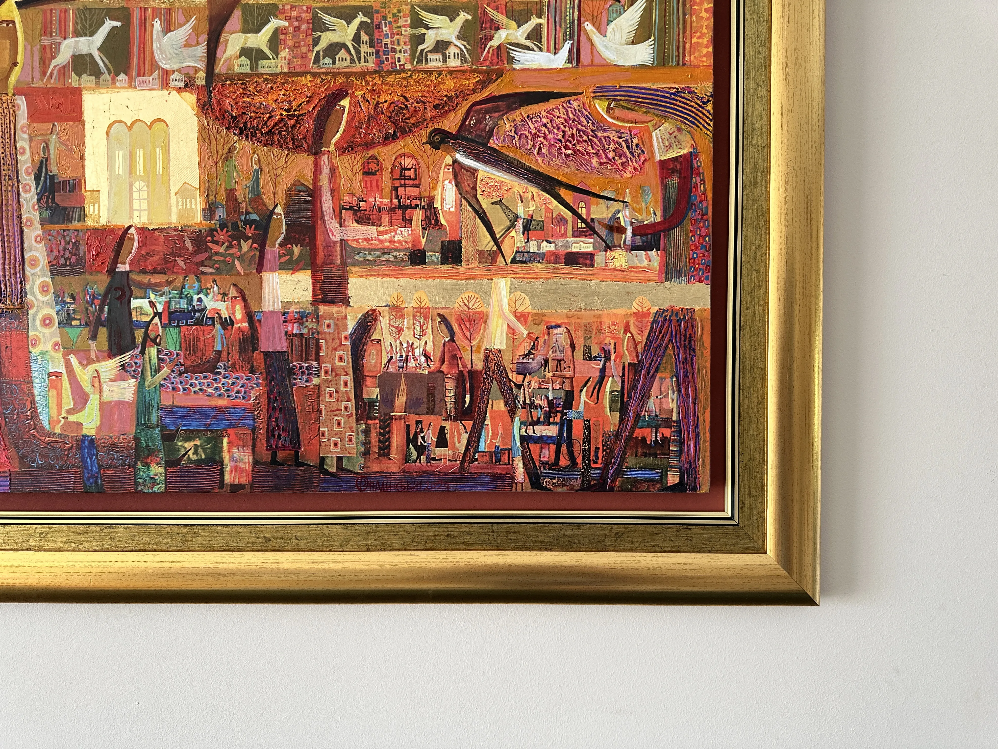 Image of Swallow's Nest by Roman Opalinsky, size: 89x81cm, made of oil/wood, Painting medium, from Town Photo 6 of 9.
