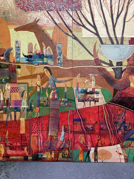 Obraz Drzewo morwowe autorstwa Roman Opaliński, rozmiar: 375x250cm, wykonany z olej/drewno, medium Malarstwo, z Miasteczko, cena: $30000 Zdjęcie 8 z 19.