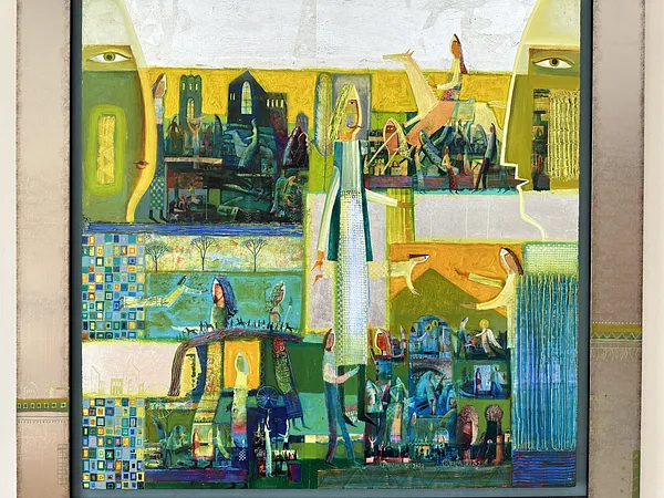 Image of Conversation of Two by Roman Opalinsky, size: 70x60cm, made of oil/wood, Painting medium, from Horodok Photo 3 of 10.
