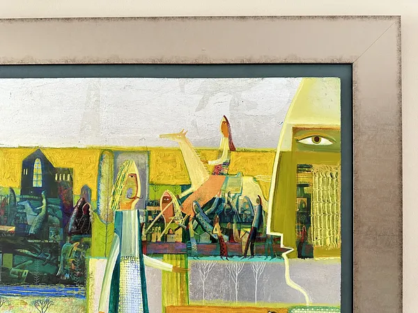 Image of Conversation of Two by Roman Opalinsky, size: 70x60cm, made of oil/wood, Painting medium, from Horodok Photo 4 of 10.