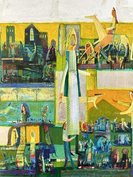 Image of Conversation of Two by Roman Opalinsky, size: 70x60cm, made of oil/wood, Painting medium, from Horodok Photo 9 of 10.