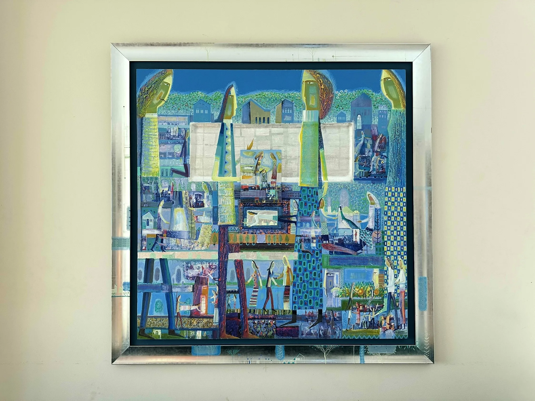 Obraz Droga do spotkania autorstwa Roman Opaliński, rozmiar: 120x120cm, wykonany z olej/drewno, medium Malarstwo, z Miasteczko Zdjęcie 1 z 16.