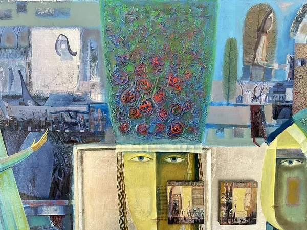 Image of The Path to Meeting by Roman Opalinsky, size: 120x120cm, made of oil/wood, Painting medium, from Horodok Photo 10 of 16.