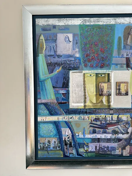 Obraz Droga do spotkania autorstwa Roman Opaliński, rozmiar: 120x120cm, wykonany z olej/drewno, medium Malarstwo, z Miasteczko Zdjęcie 15 z 16.