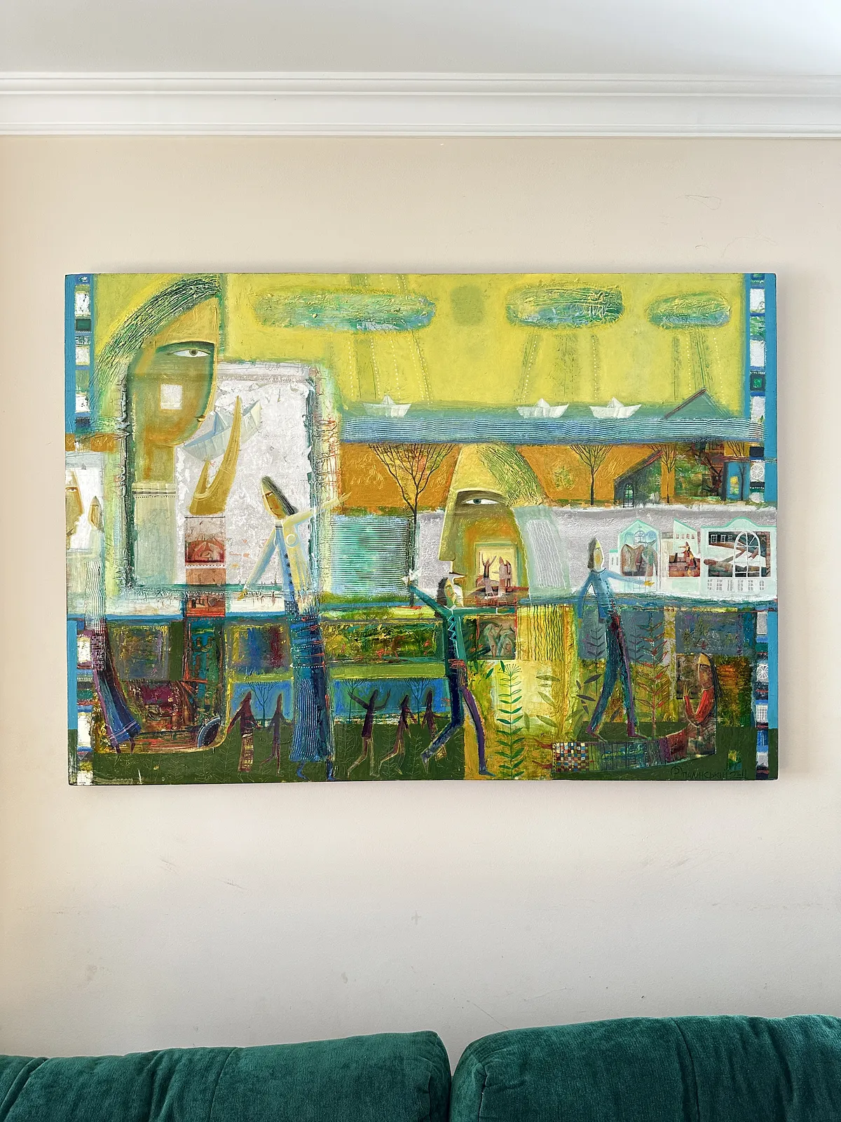 Obraz Papierowe łódeczki autorstwa Roman Opaliński, rozmiar: 140x100cm, wykonany z olej/drewno, medium Malarstwo, z Miasteczko, cena: $5000 Zdjęcie 1 z 11.