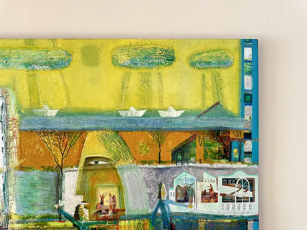 Image of Paper Boats by Roman Opalinsky, size: 140x100cm, made of oil/wood, Painting medium, from Horodok, priced at $4000 Photo 4 of 11.