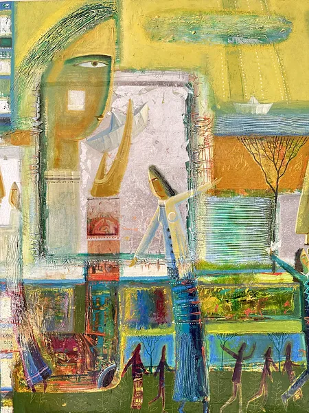 Image of Paper Boats by Roman Opalinsky, size: 140x100cm, made of oil/wood, Painting medium, from Horodok, priced at $4000 Photo 7 of 11.