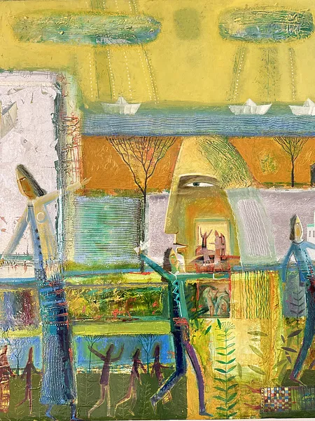 Image of Paper Boats by Roman Opalinsky, size: 140x100cm, made of oil/wood, Painting medium, from Horodok, priced at $4000 Photo 9 of 11.