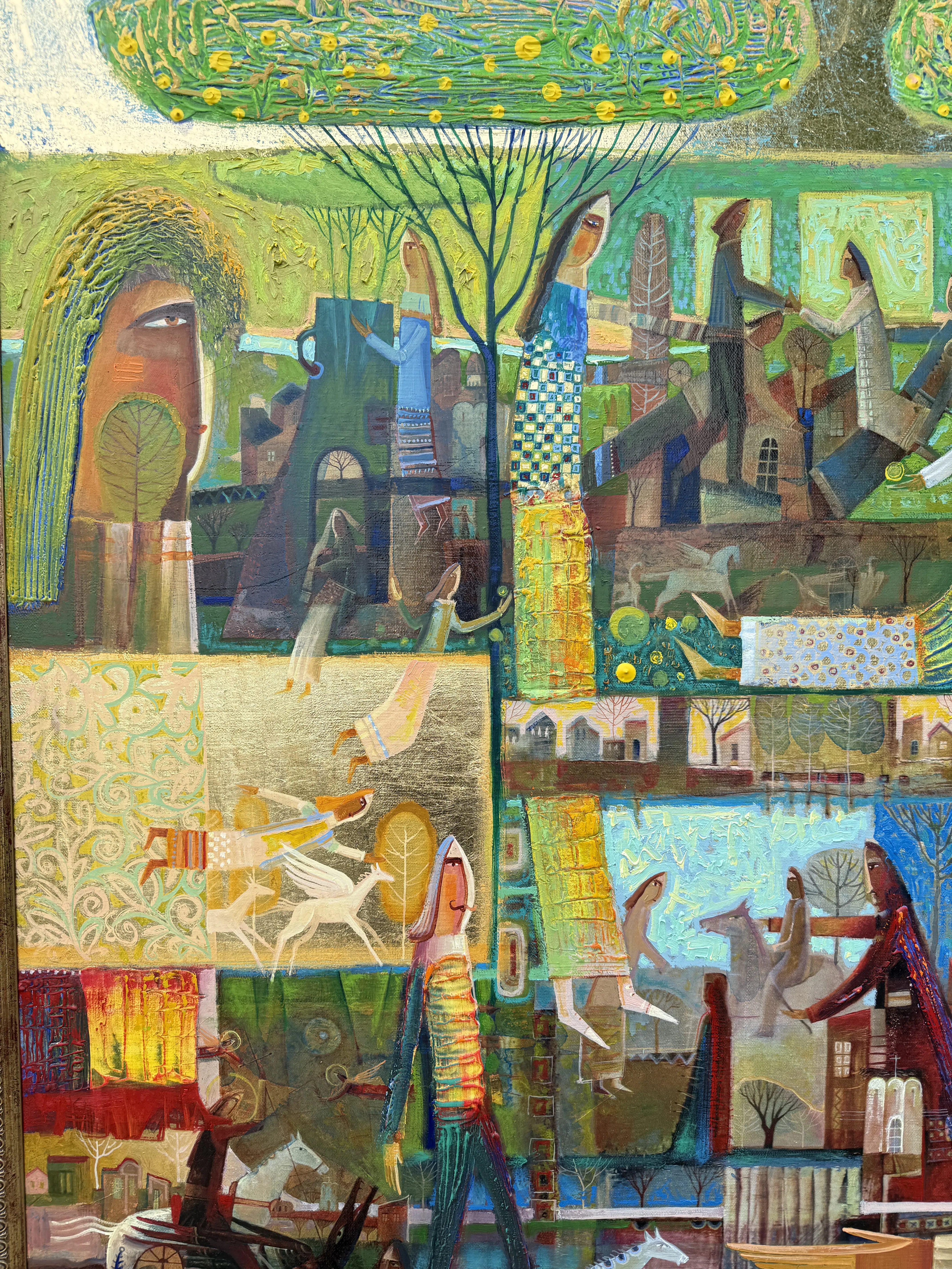 Image of Green Apple of Temptation by Roman Opalinsky, size: 119x119cm, made of oil on canvas, Painting medium, from Horodok, priced at $7000 Photo 10 of 11.