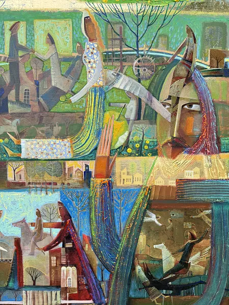 Image of Green Apple of Temptation by Roman Opalinsky, size: 119x119cm, made of oil on canvas, Painting medium, from Horodok, priced at $7000 Photo 11 of 11.