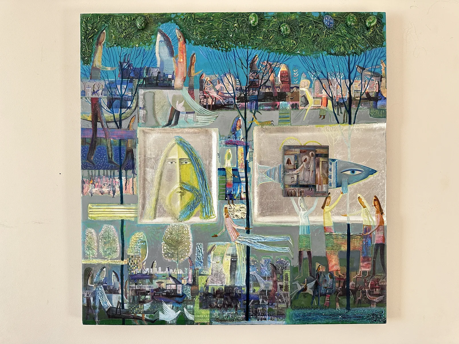 Image of Triptych "Forest Song" by Roman Opalinsky, size: 273x93cm, made of oil on wood, Painting medium, from Horodok, priced at $9000 Photo 5 of 8.