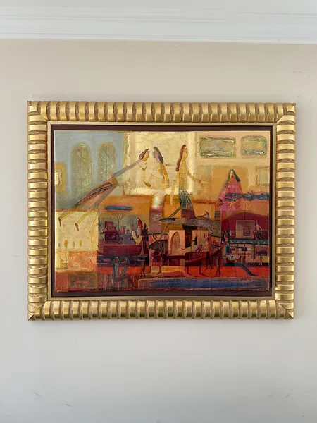 Image of The Kiss by Roman Opalinsky, size: 109x88cm, made of oil on wood, Painting medium, from Horodok Photo 1 of 9.