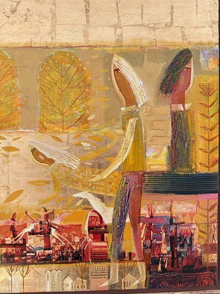 Image of Autumn Breath by Roman Opalinsky, size: 87х78см, made of oil/wood, Painting medium, from Town, priced at $2500 Photo 3 of 11.