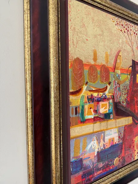 Obraz Czerwona ceramika autorstwa Roman Opaliński, rozmiar: 87х83см, wykonany z olej/drewno, medium Malarstwo, z Miasteczko, cena: $2500 Zdjęcie 7 z 11.
