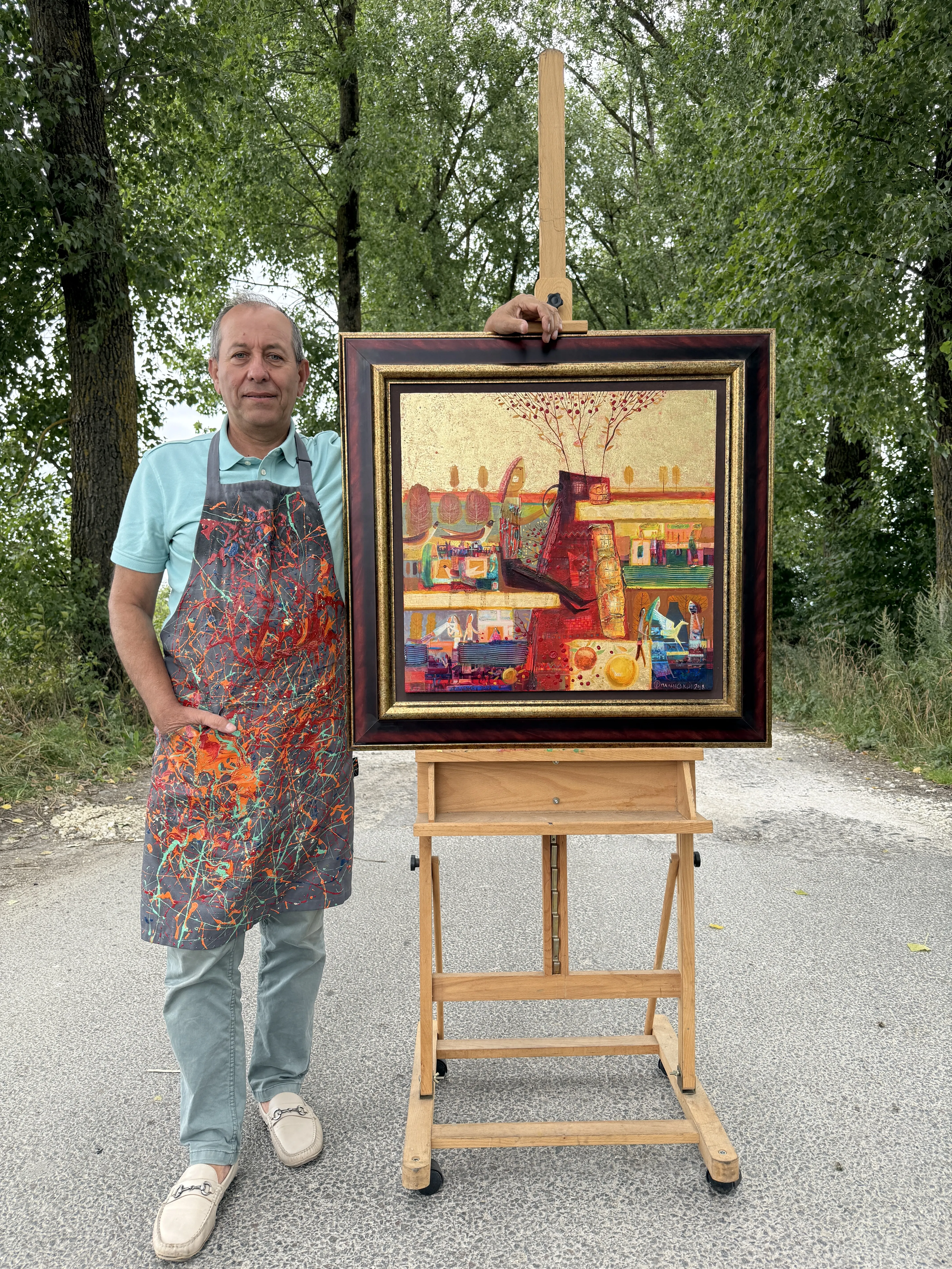 Obraz Czerwona ceramika autorstwa Roman Opaliński, rozmiar: 87х83см, wykonany z olej/drewno, medium Malarstwo, z Miasteczko, cena: $2500 Zdjęcie 8 z 11.