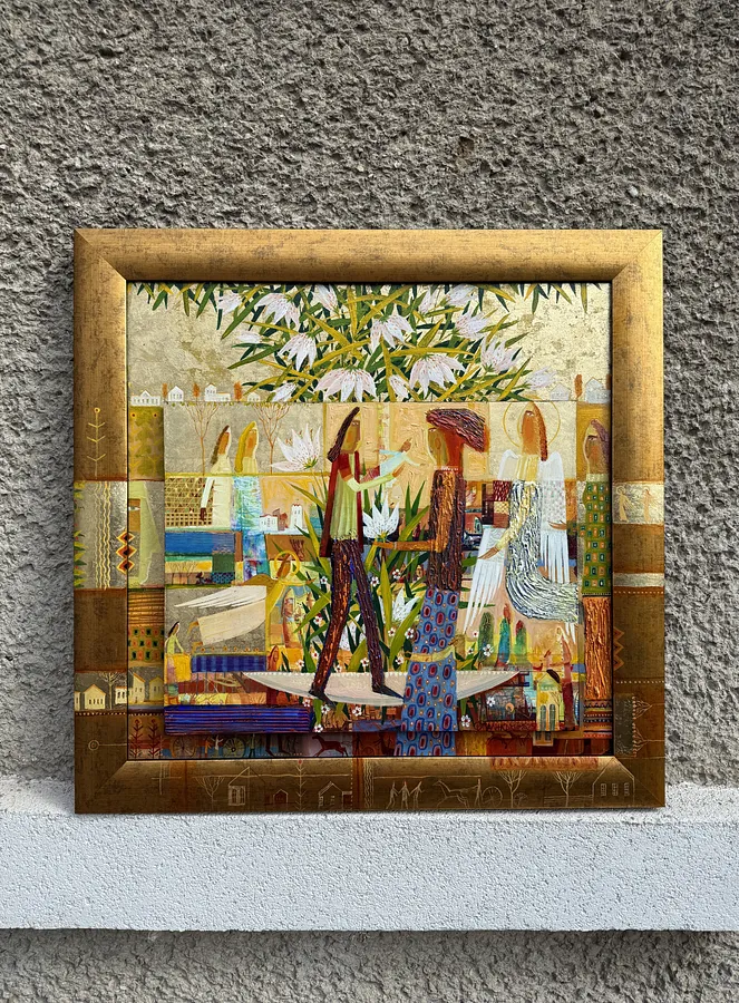 Image of Care for Lilies by Roman Opalinsky, size: 73x71cm, made of oil/wood, Painting medium, from Horodok, priced at $1800