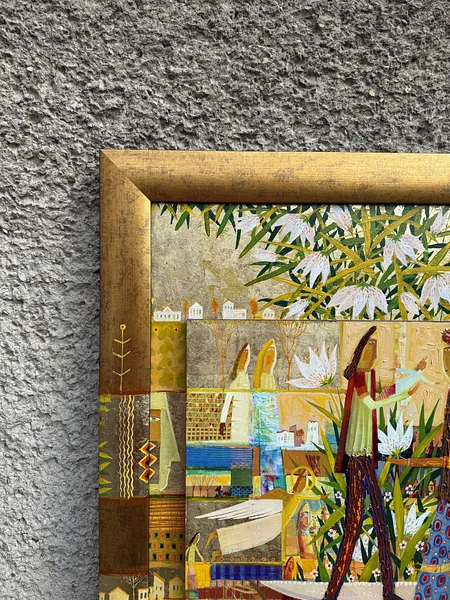 Obraz Opieka nad liliami autorstwa Roman Opaliński, rozmiar: 73x71cm, wykonany z olej/drewno, medium Malarstwo, z Miasteczko, cena: $1800 Zdjęcie 2 z 16.