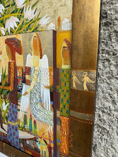 Obraz Opieka nad liliami autorstwa Roman Opaliński, rozmiar: 73x71cm, wykonany z olej/drewno, medium Malarstwo, z Miasteczko, cena: $1800 Zdjęcie 7 z 16.