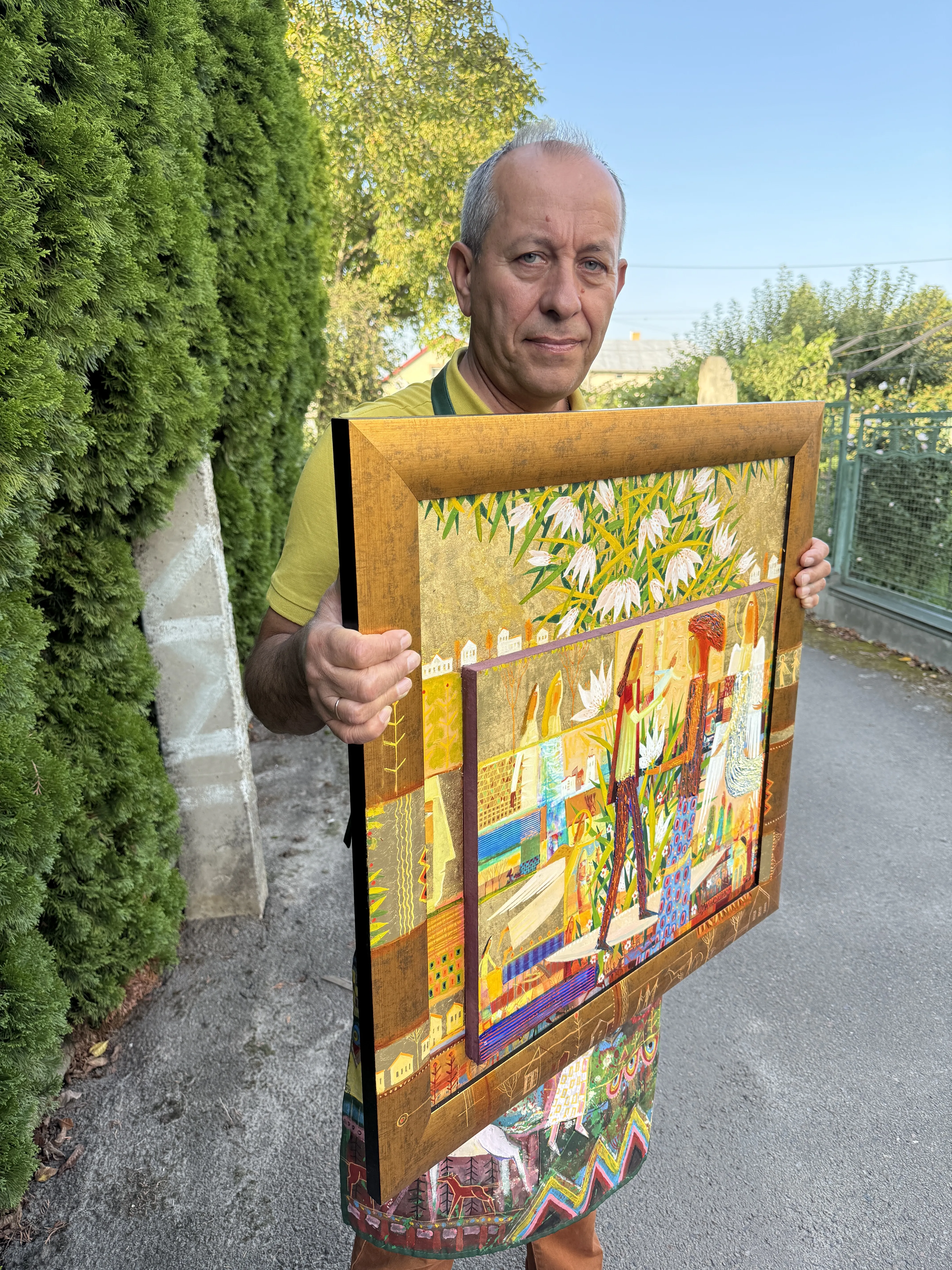 Image of Care for Lilies by Roman Opalinsky, size: 73x71cm, made of oil/wood, Painting medium, from Horodok, priced at $1800 Photo 11 of 16.