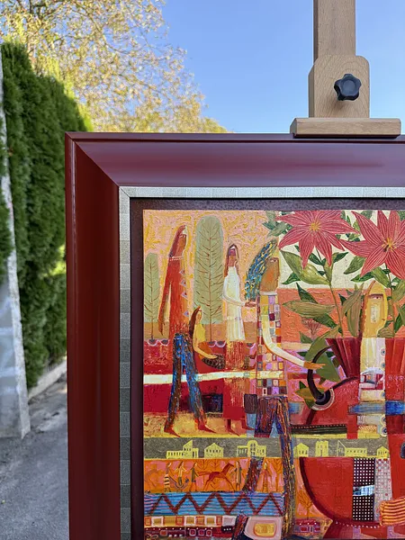 Image of Mood red by Roman Opalinsky, size: 70x60cm, made of oil/wood, Painting medium, from Town Photo 2 of 6.
