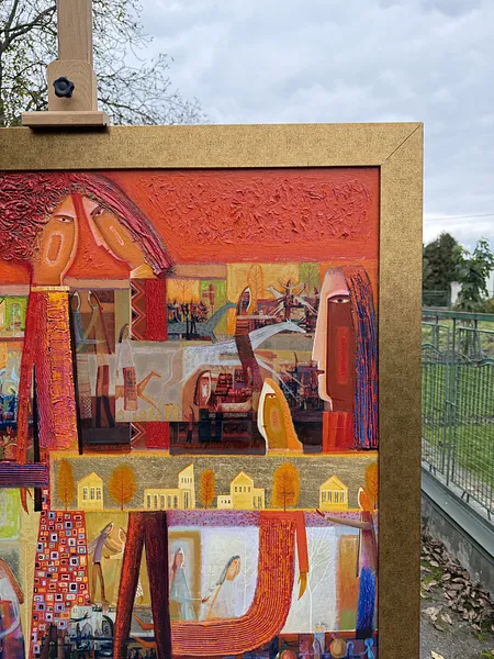 Зображення "Пара в червоному" від Роман Опалинський, розмір: 113x113cm, матеріали: олія/полотно, медіум: Живопис, ціна: $4500 Фото 4 з 11.