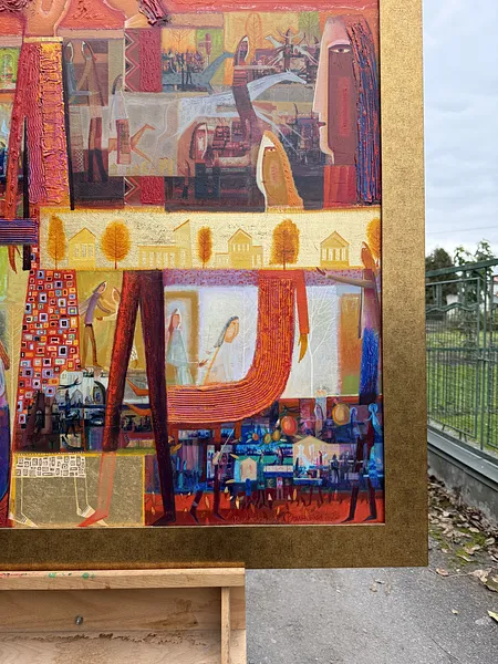 Зображення "Пара в червоному" від Роман Опалинський, розмір: 113x113cm, матеріали: олія/полотно, медіум: Живопис, ціна: $4500 Фото 7 з 11.