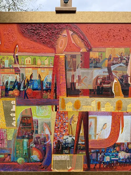 Зображення "Пара в червоному" від Роман Опалинський, розмір: 113x113cm, матеріали: олія/полотно, медіум: Живопис, ціна: $4500 Фото 10 з 11.