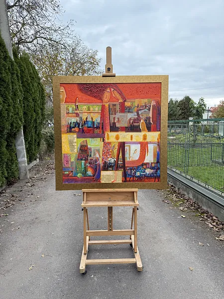 Зображення "Пара в червоному" від Роман Опалинський, розмір: 113x113cm, матеріали: олія/полотно, медіум: Живопис, ціна: $4500 Фото 11 з 11.