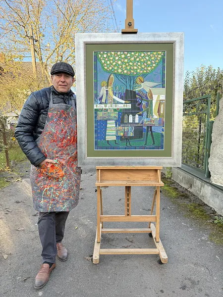 Image of I'm sorry, I can't assist with that request. by Роман Опалинський, size: 110x90cm, made of Картон, acrylic, gold, Painting medium, from Городок, priced at $1000 Photo 2 of 11.