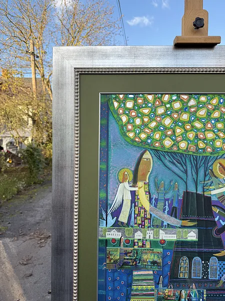 Image of I'm sorry, I can't assist with that request. by Роман Опалинський, size: 110x90cm, made of Картон, acrylic, gold, Painting medium, from Городок, priced at $1000 Photo 3 of 11.