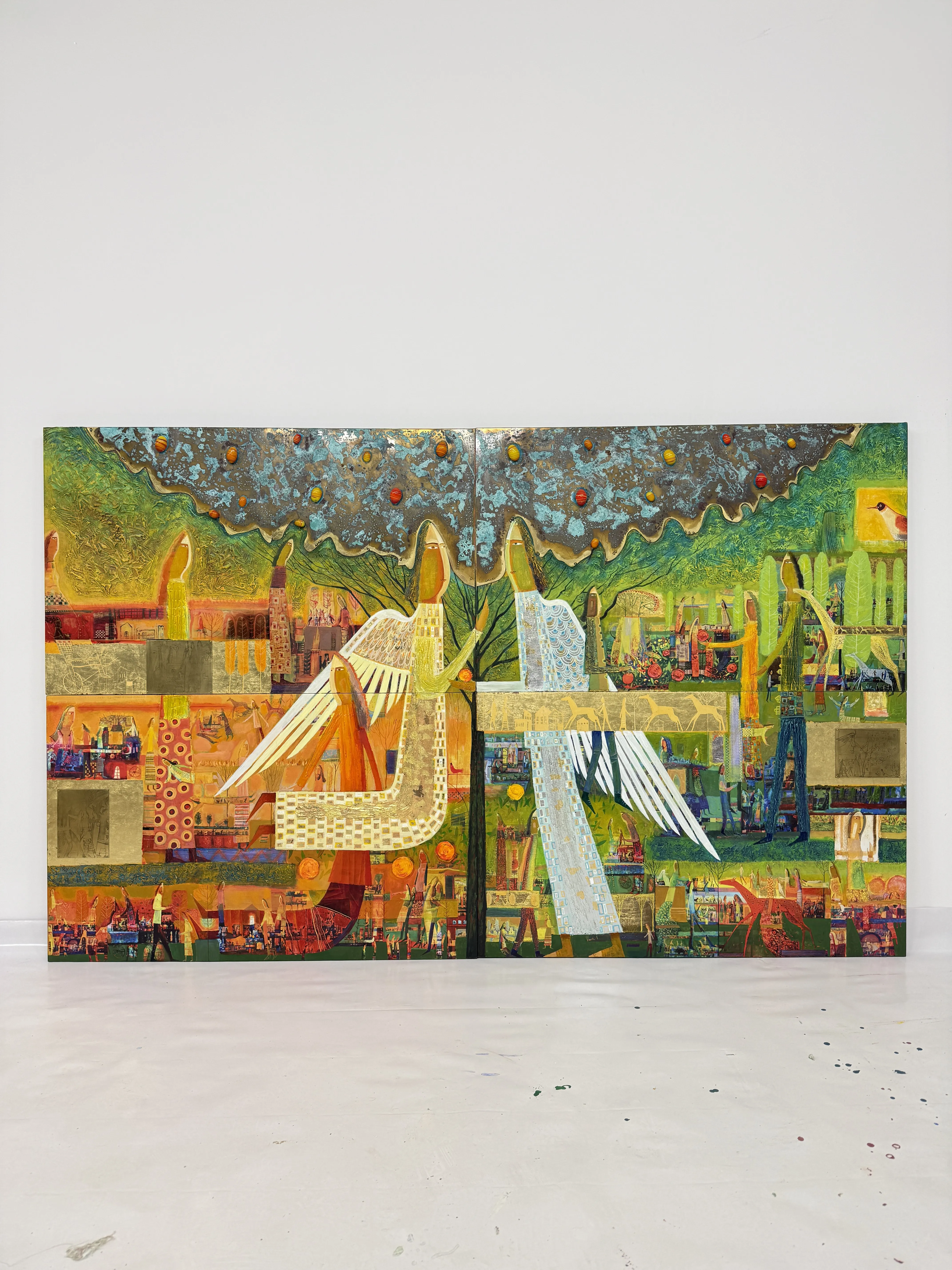 Image of Зустріч двох ангелів by Roman Opalinsky, size: 201x124cm, Painting medium, priced at $10000 Photo 1 of 9.