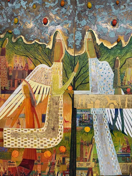 Obraz Зустріч двох ангелів autorstwa Roman Opaliński, rozmiar: 201x124cm, medium Malarstwo, cena: $10000 Zdjęcie 2 z 9.