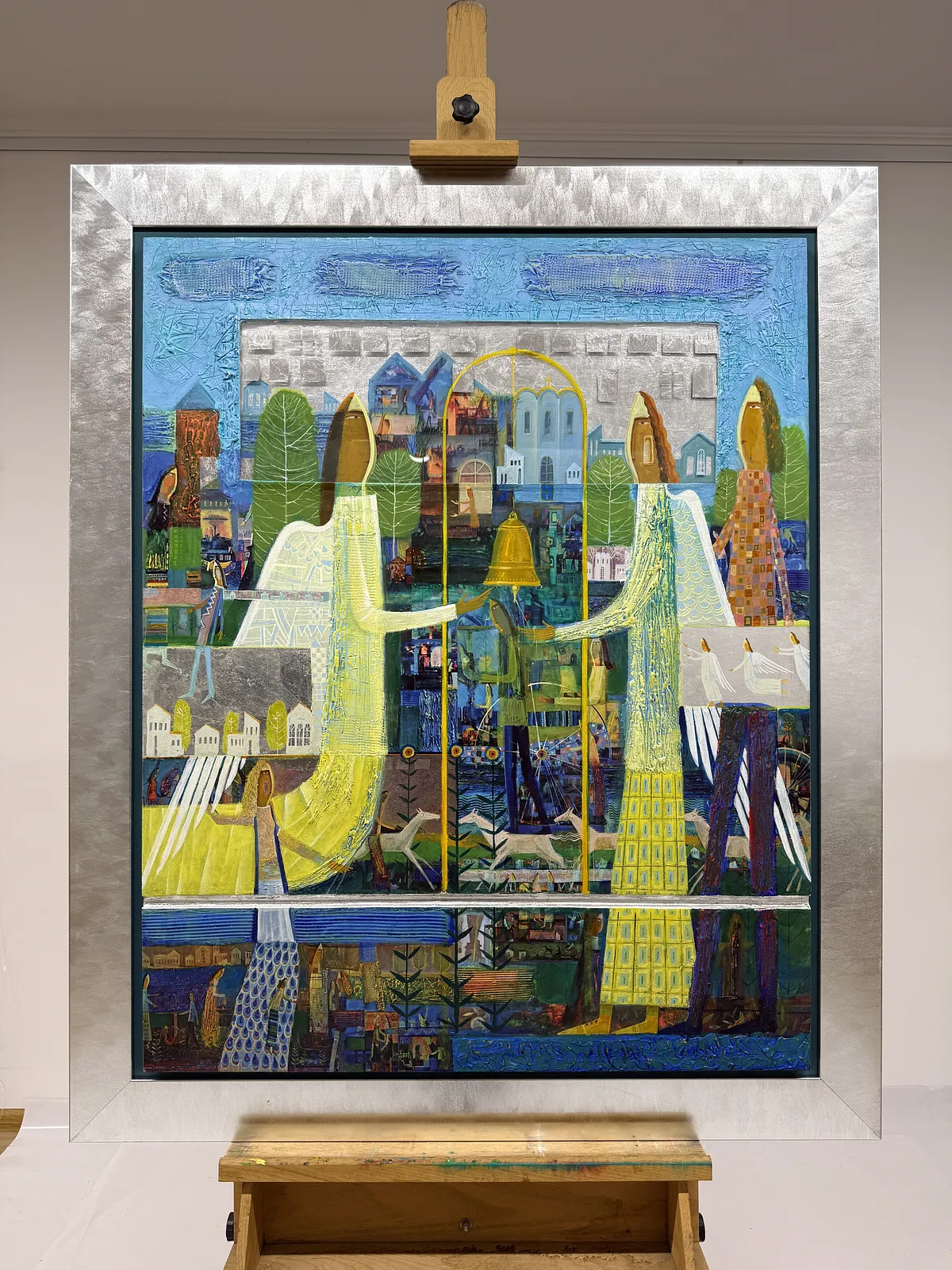 Obraz Dzwonnicy autorstwa Roman Opaliński, rozmiar: 119x99cm, wykonany z olej/drewno, medium Malarstwo, z Miasteczko, cena: $4000 Zdjęcie 1 z 9.